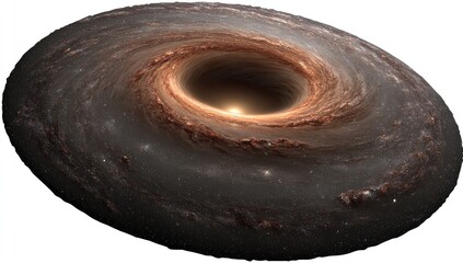 A detailed depiction of a black hole's gravitational influence on a surrounding galaxy, showcasing swirling gas and dust.