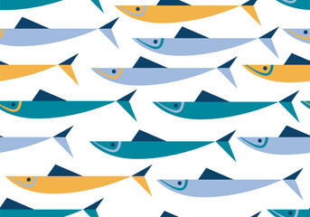 Cute fish. Kids background. Seamless pattern