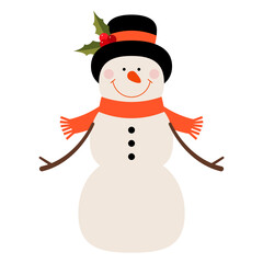 Snowman cartoon character. Christmas Snowman