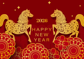 Happy chinese new year 2026. Horse is a symbol of the 2026 Chinese New Year. Figure of Horse