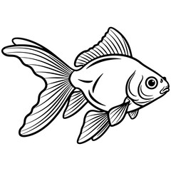 Rup-Chanda fish vector illustration, side view, isolated on a white background, simple black and white sketch, icon, minimalism, no people, close-up, concept, nature, art	