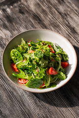 Green salad served in a cafe. 