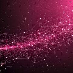 Fototapeta premium Amaranth pink technology background with network connections and digital data connects