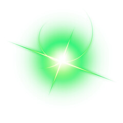 Green circular starburst flare on transparent background
