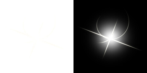 White circular starburst flare on transparent and black backgrounds
