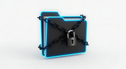 Data Security: A striking visual representation of secure data management, featuring a closed folder secured with a lock and chain.