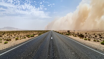 Fototapeta premium Sandstorm Blurring Desert Highway