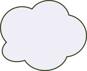 This image shows a cloud-shaped speech bubble in a light green color. The outline is a slightly darker green, and the background is a light gray.