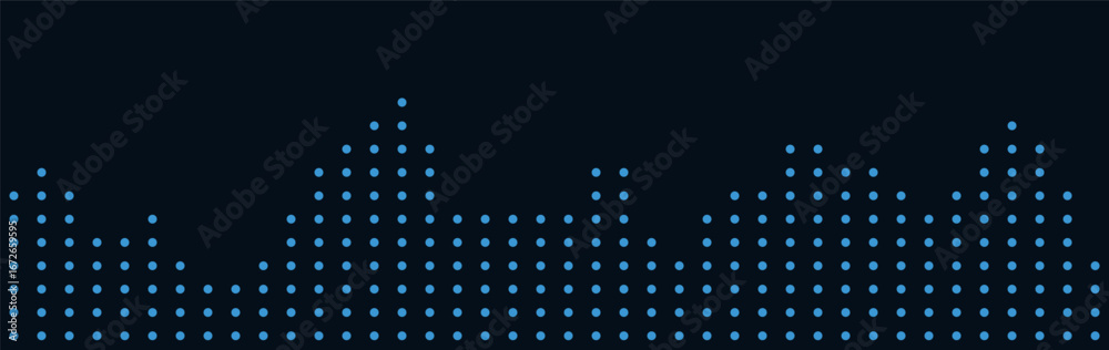 Wall mural modern vector tech background with blue dotted wave pattern on dark.