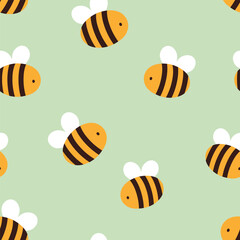 Cute bees seamless pattern. Vector illustration. It can be used for wallpapers, wrapping, cards, patterns for clothes and other.