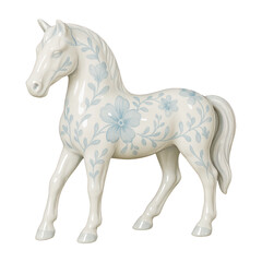 Obraz premium PNG Elegant floral porcelain horse figurine.