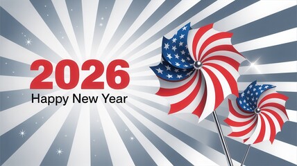 Celebrate 2026 New Year with patriotic spirit, featuring red white and blue festive party decorations