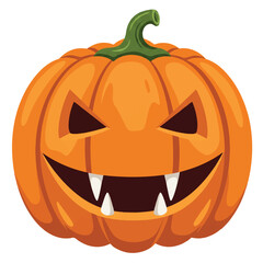 Fototapeta premium Vector illustration of a jack o'lantern with a spooky face on a white background for Halloween.
