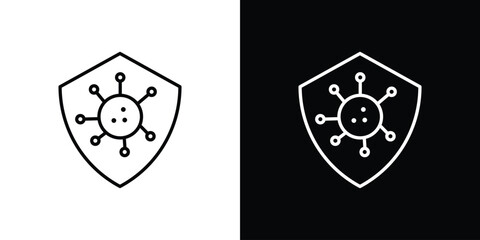 Shield virus icon Lineal Style Vector Illustration. Vector symbol pictogram