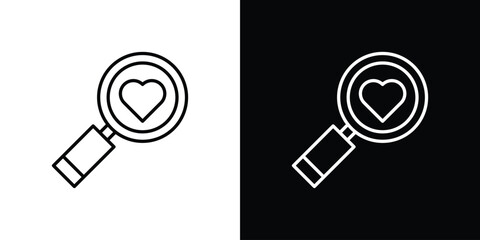 Search heart icon Lineal Style Vector Illustration. Vector symbol pictogram