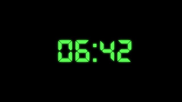 7 minute countdown animation from 420 seconds to 0 seconds. 7 minute countdown timer with alpha channel animation. 7 minute countdown on a transparent background