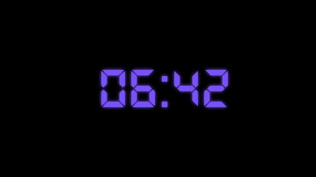 7 minute countdown animation from 420 seconds to 0 seconds. 7 minute countdown timer with alpha channel animation. 7 minute countdown on a transparent background