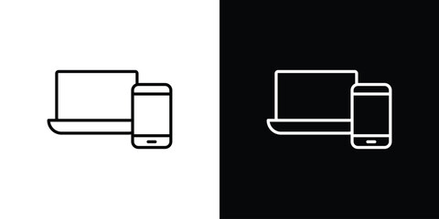 Laptop and Mobile icon Lineal Style Vector Illustration. Vector symbol pictogram