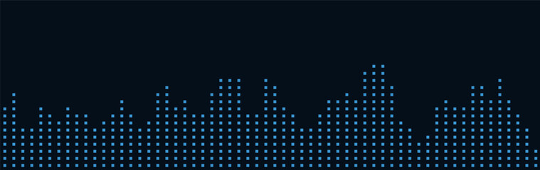 Minimalist vector tech background with digital skyline pattern.
