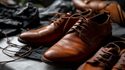 Leather shoes brown formal fashion lifestyle product photography advertising concept stylish