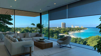Luxurious and tranquil environment with panoramic ocean and city views. Perfect for interior design, architecture, tourism, and real estate projects.