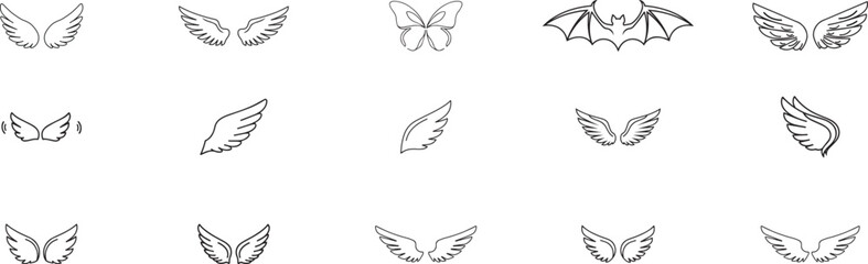 Obraz premium Icon Set for Winged Designs and Nature-Inspired Elements
