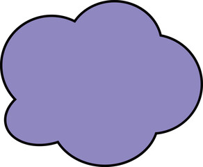 紫色の雲の形をしたイラスト。黒い縁どりがある。