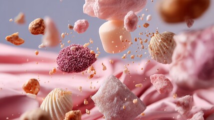 Floating sweets lifestyle product photography advertising concept candy stylish modern composition arrangement background design inspiration playful colorful dessert