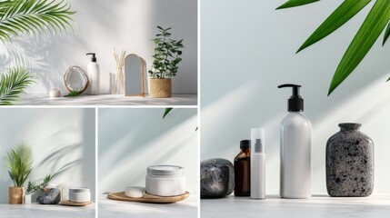 Bathroom shelf lifestyle product photography advertising concept home stylish modern composition arrangement background design inspiration wellness cleanliness minimalist