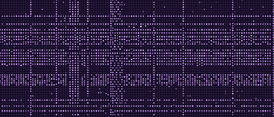 Futuristic purple grid pattern with dots on a vector tech background. © Oleksii Bezrodnii