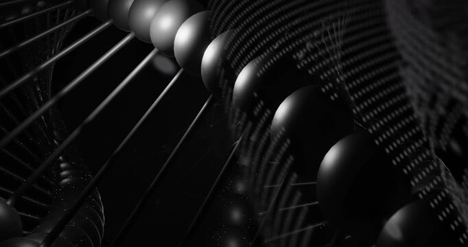 Close-up initiating helix twisting projecting binary code illustrating data flow