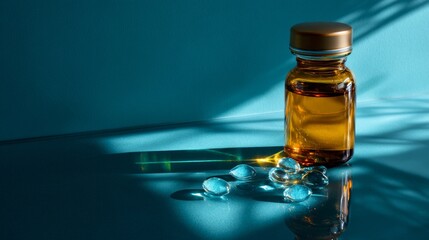 Medicine vial lifestyle product photography advertising concept healthcare stylish modern composition arrangement background design inspiration pharmacy science packaging