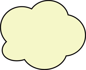 This image shows a cloud-shaped speech bubble in a yellow color. The outline is a black, and the background is a light gray.