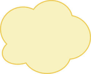 This image shows a cloud-shaped speech bubble in a yellow color. The outline is a slightly orange color, and the background is a light gray.