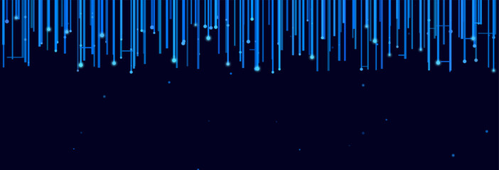 Futuristic blue vector tech background with vertical lines and dots.