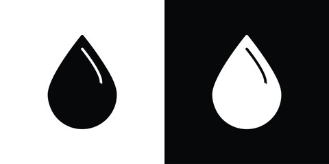 Water drop icons in black and white clipart style