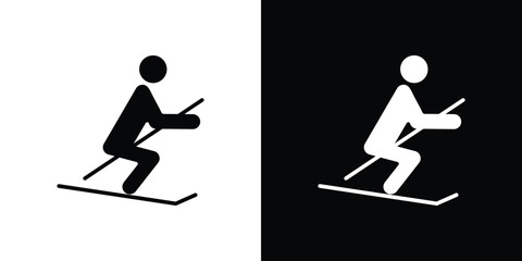 Skiing icons in black and white clipart style © Zrobac