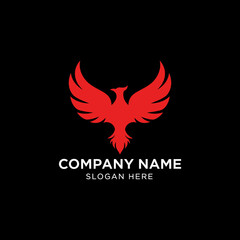 Red phoenix logo design, powerful wings spread, corporate branding.