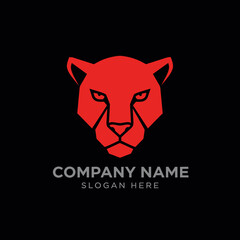 Red stylized jaguar head logo on a black background, featuring a company name and slogan placeholder.