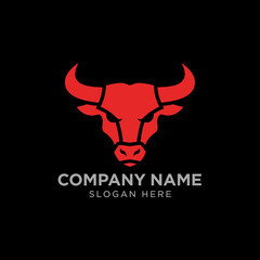 Red bull head logo design on black background, featuring a bold, minimalist style.