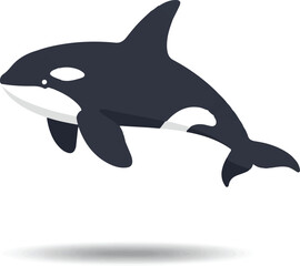 Fototapeta premium Orca showcasing bold black and white markings. Perfect for marine wildlife presentations, nature magazines, and educational materials on orcas.