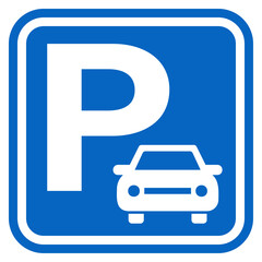 車イラスト付き 駐車場のマーク アイコン イラスト シンプル ベクター素材 ブルー