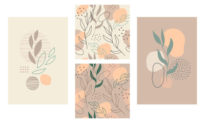 Set of Boho Abstract Posters and Seamless Pattern vector art