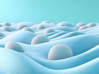 Obraz premium Abstract Blue Snow Landscape with Smooth Spheres