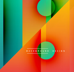 Abstract geometric design. Vibrant gradients, overlapping shapes create modern visual impact. Text reads background design.