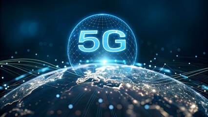 5G Technology Concept with Digital Globe and High Speed Network Connection