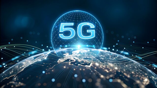 5G Technology Concept with Digital Globe and High Speed Network Connection