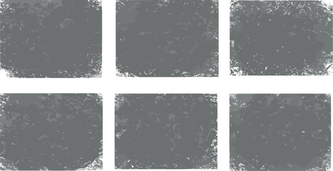Six gray rectangular textures with irregular white edges on transparent background