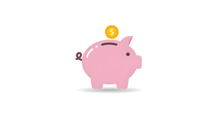 Obraz premium Saving Money Pink Piggy Bank with Coin Illustration
