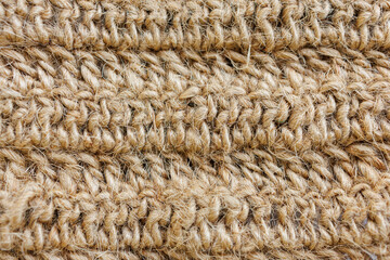 Jute crochet texture closeup, eco friendly handmade loofah material